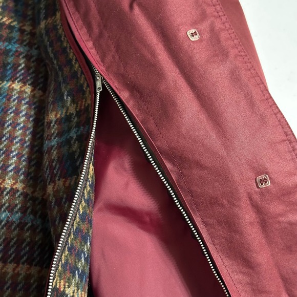 London Fog Vintage 80s Burgundy Red Lined Trench Coat Belted Classic Petite 14 - Picture 6 of 10